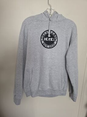 HUSTLERS EGO Grey Graphic Hoodie Sweatshirt Medium Gemrock EST 2021